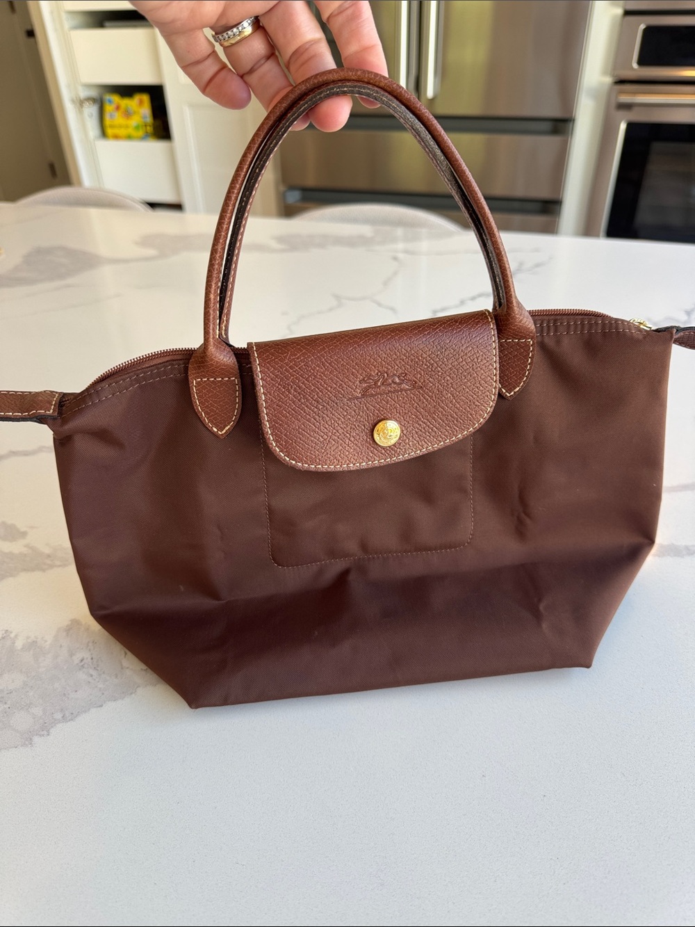 Vintage Longchamp Le Pliage Small bag Mocha brown Made in France as seen on Kate - Picture 14 of 14